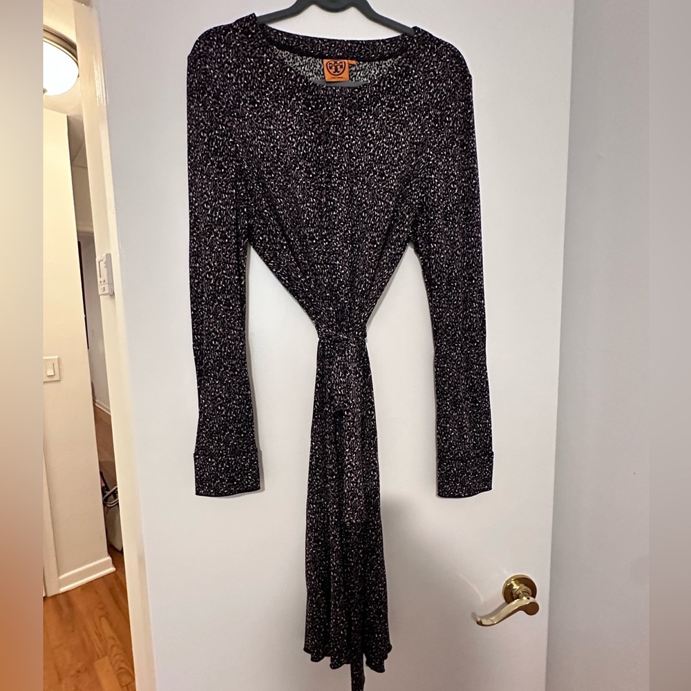 Tory Burch Purple Leopard belted dress XL good condition
